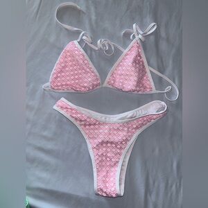 Pink & white bikini set